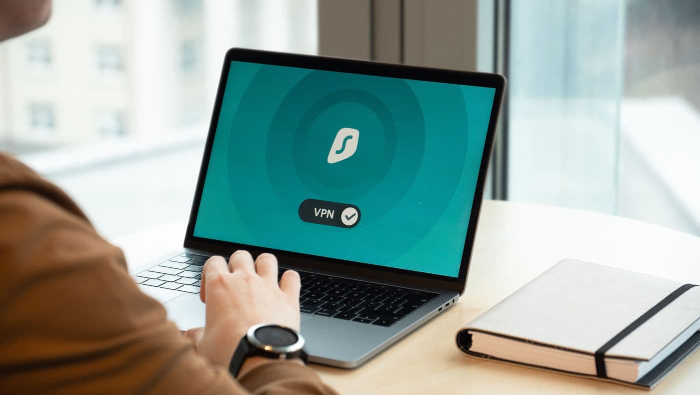 Laptop showing secure VPN protection